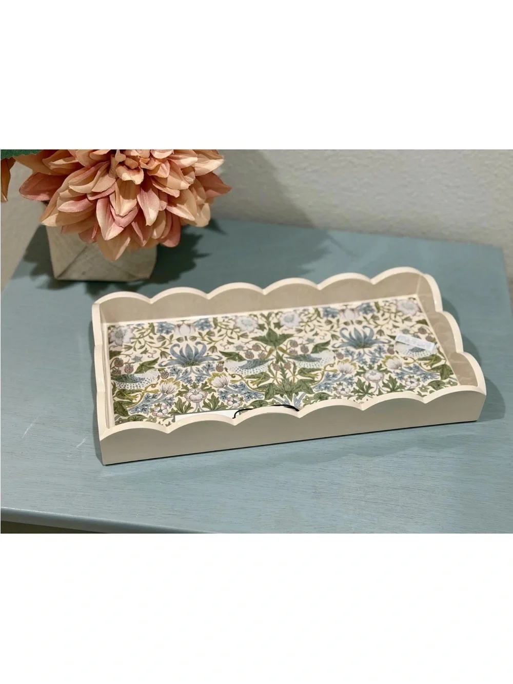 Morris & Co Strawberry Thief Scalloped Decorative Vanity Tray 12